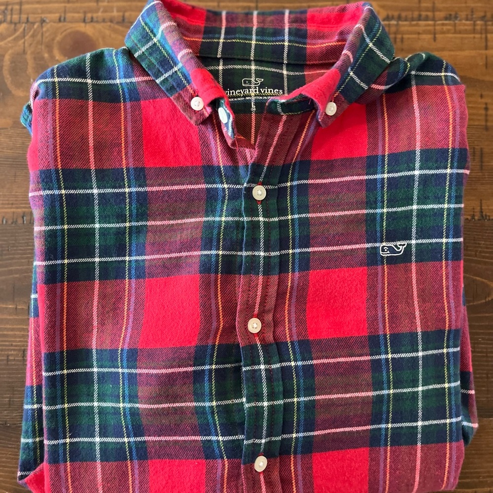 Vineyard Vines Stretch Flannel Plaid - Boys Size Large